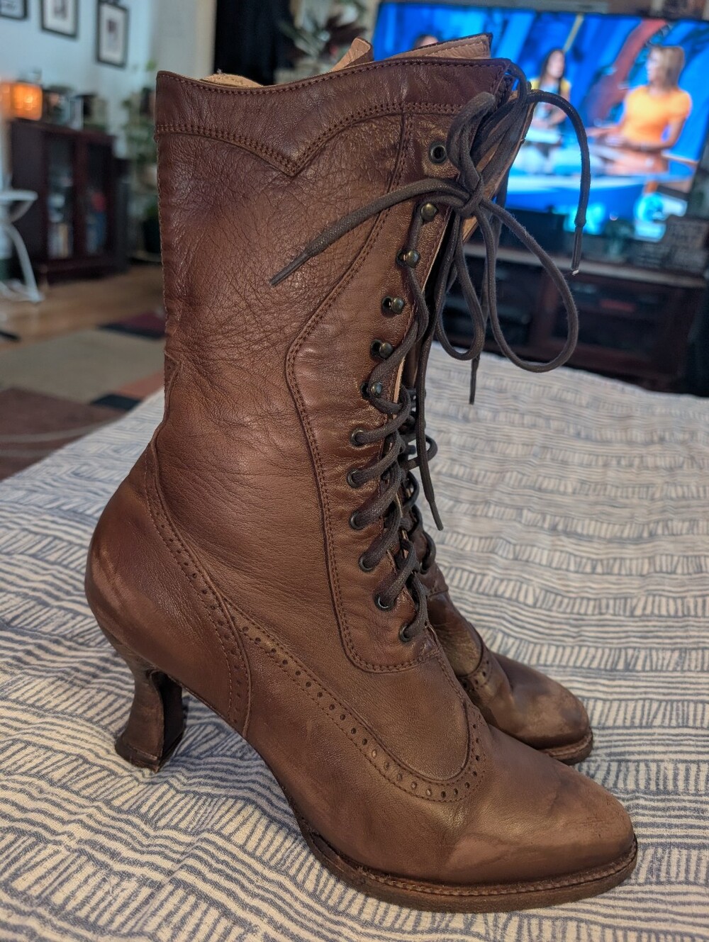 Oak Tree Farms Victorian Brown Leather Boots Steampunk Women's Size 10 Heels